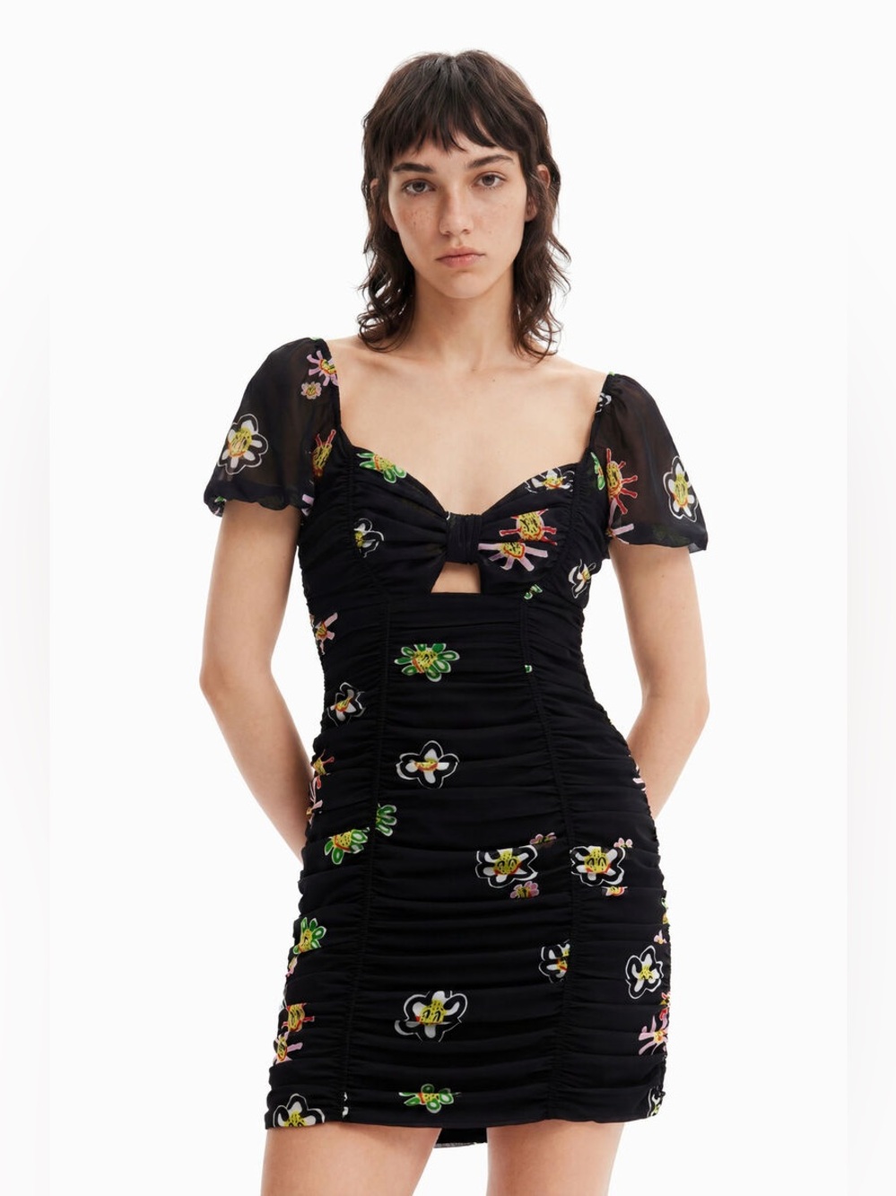 BNWT DESIGUAL, the mini rushed floral dress!